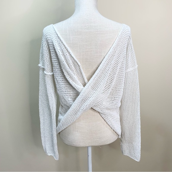 Hem & Thread Open Knit Open Twist Back Sweater L - Picture 6 of 9